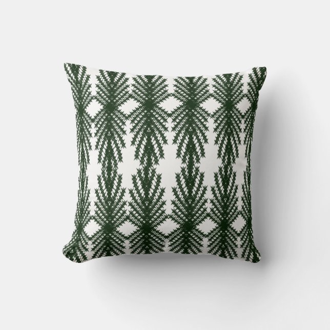 Custom Forest Green Pine Tree Abstract Pattern Throw Pillow (Front)