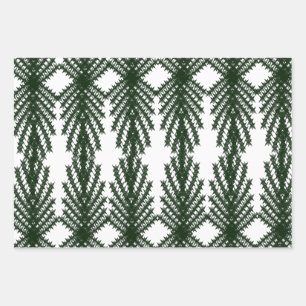 Custom Forest Green Pine Tree Abstract Pattern Wrapping Paper Sheet