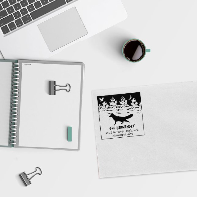 Custom Forest Wolf Family Return Address   Rubber Stamp (Creator Uploaded)