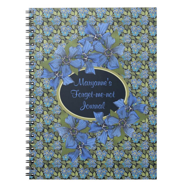 Custom Forget-me-not Wildflower Notebook (Front)