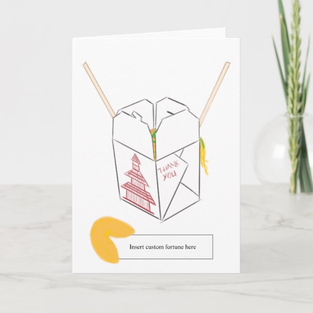 Custom Fortune Cookie w/ Takeout Box Greeting Card (Front)