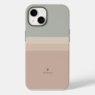 Custom Four Colour Block Rose Pink Teal Big Name iPhone 14 Case