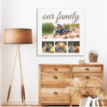 Custom Four Family Photo Collage Elegant Script