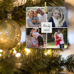 Custom Four Instagram Photo Collage Christmas Ceramic Ornament<br><div class="desc">Give the gift of family photos with this custom four Instagram photo collage Christmas ornament. Easily add your own photos to this ornament and add your own text to this template design. Included is a text line and date in black for you to personalize. Great for grandparents, siblings or friends....</div>