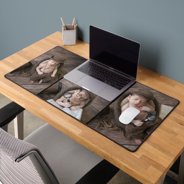 Custom Four Photo Collage Desk Mat (Office 2)