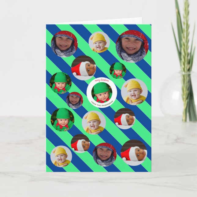 Custom Four-Photo 🎄 Festive Christmas Holiday Card (Front)