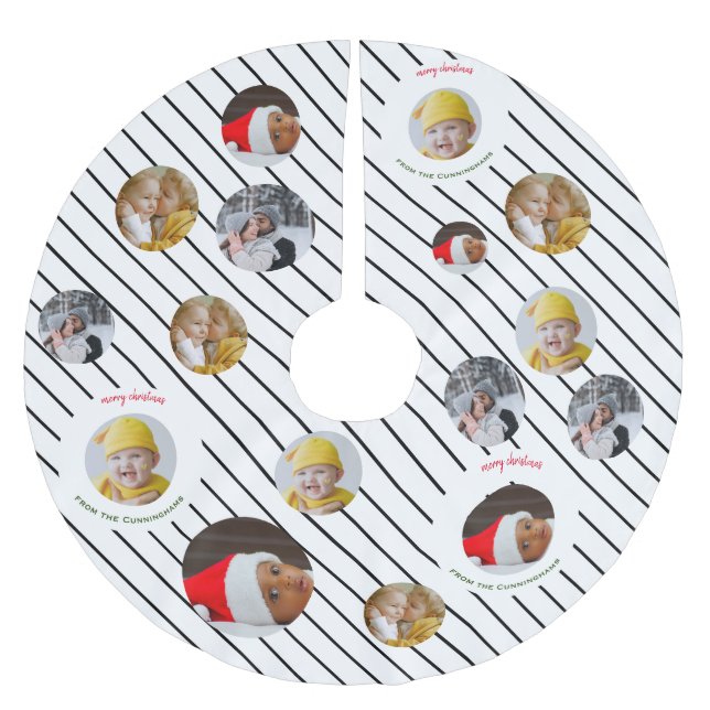 Custom Four-Photo 🎄 Holiday Christmas Brushed Polyester Tree Skirt (Front)
