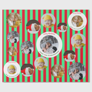Custom Four-Photo 🎄 Holiday Christmas Wrapping Paper