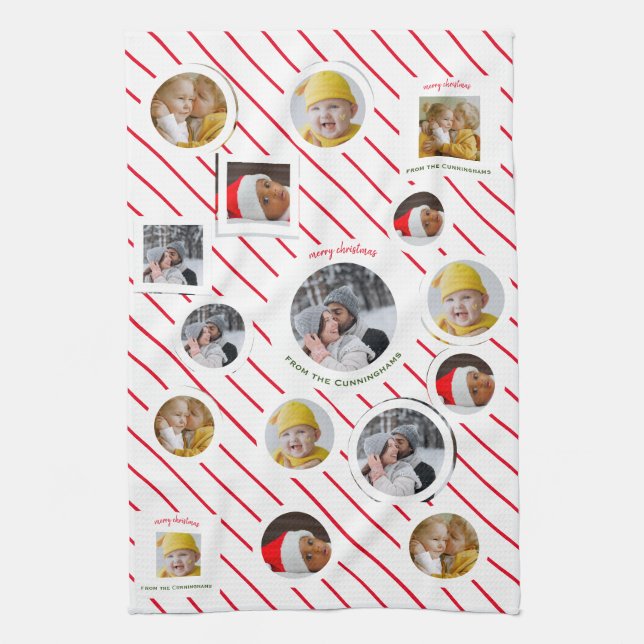 Custom Four-Photo 🎄 Holiday Gift Kitchen Towel (Vertical)