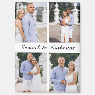 Custom Four Photo Romantic Keepsake with Names Magnet