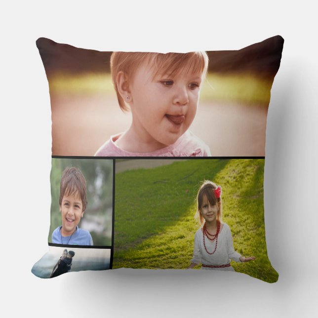 Custom Four Photo Throw Pillow (Front)
