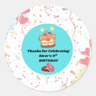 Custom Fourth Birthday Party Favour Classic Round Sticker