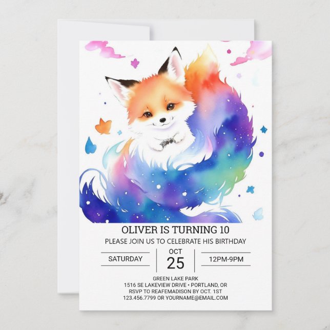 Custom Fox Birthday Bliss Invitation (Front)