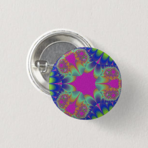 Custom Fractal Cactus Bloom Small Round Button