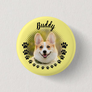 Custom Frame Dog Portrait Name 1 Inch Round Button