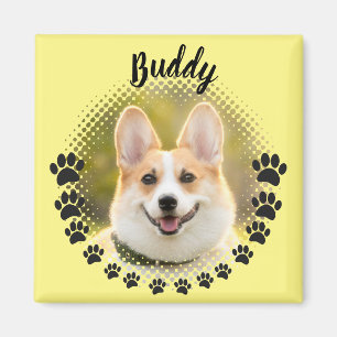 Custom Frame Dog Portrait Name Magnet