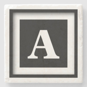 Custom Framed Monogram Marble Stone Coaster
