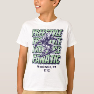 Custom Freestyle Snowboarding Location Date Name T-Shirt