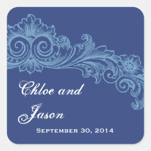 Custom French and Baby Blue Wedding Square Sticker
