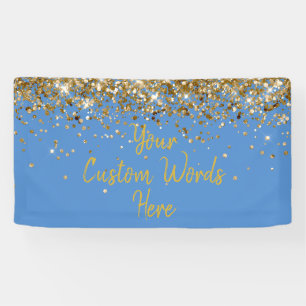 Custom French Blue Gold Customized Birthday Party Banner