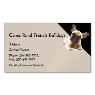 Custom French Bulldog Dog Pet Animal Logo   Busine Magnetic Business Card