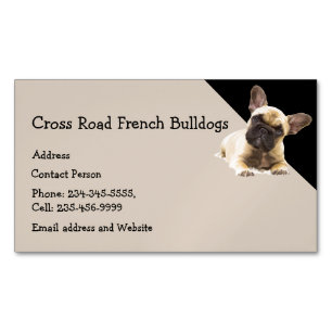 Custom French Bulldog Dog Pet Animal Logo   Magnetic Business Card