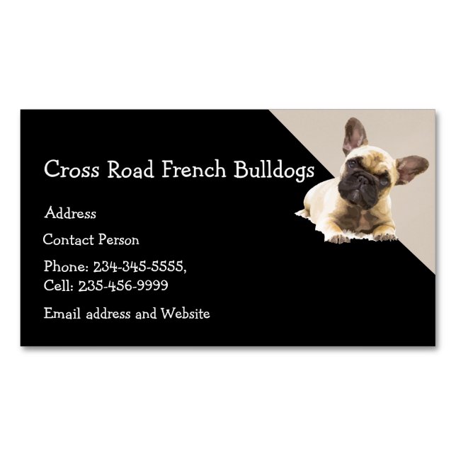 Custom French Bulldog Dog Pet Animal Logo  Magnetic Business Card (Front)