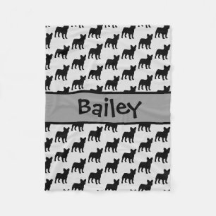 Custom French Bulldog Dog Silhouette Fleece Blanket