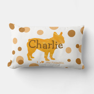 Custom French Bulldog Photo and Name Polka Dot Lumbar Pillow