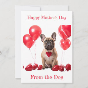 Custom French Bulldog Red Heart Collar Mother's Da Holiday Card