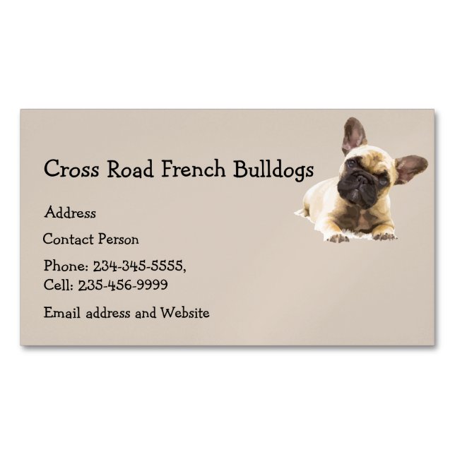 Custom French Bulldogs Dog Pet Animal Logo Magnetic Business Card (Front)