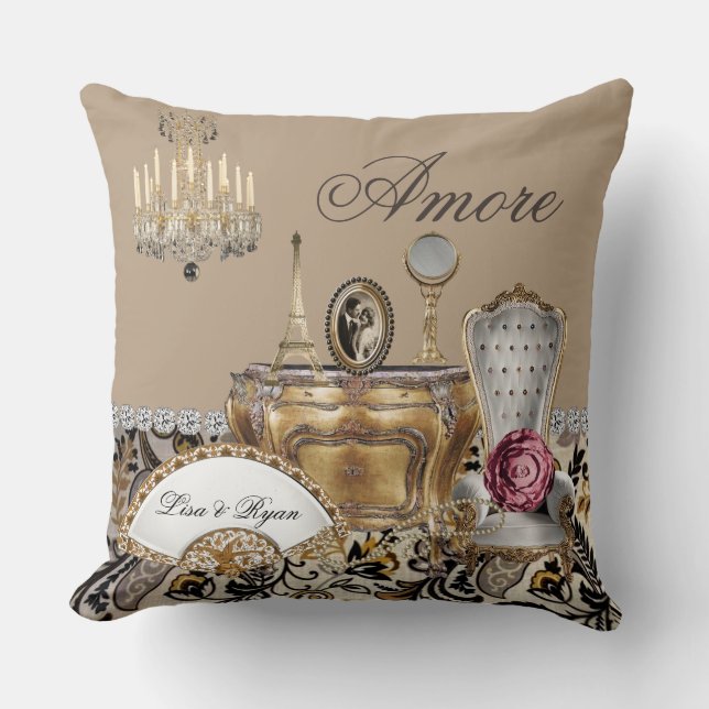 CUSTOM French CHIC PARIS Theme Beige ColorPillow Throw Pillow (Front)