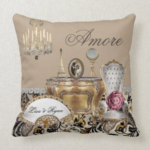 CUSTOM French CHIC PARIS Theme Beige ColorPillow Throw Pillow