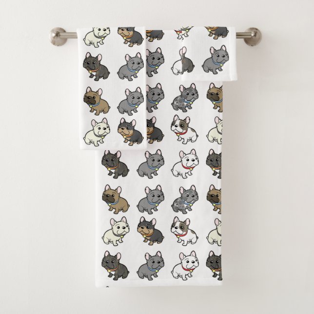 custom frenchie bath towel set  (Insitu)