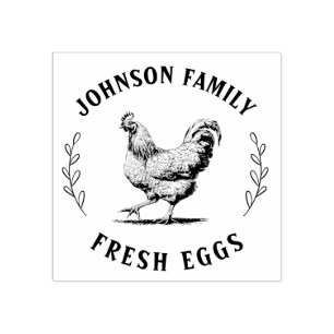 Custom Fresh Eggs Family   Farmhouse Hen   Egg  Ru Rubber Stamp