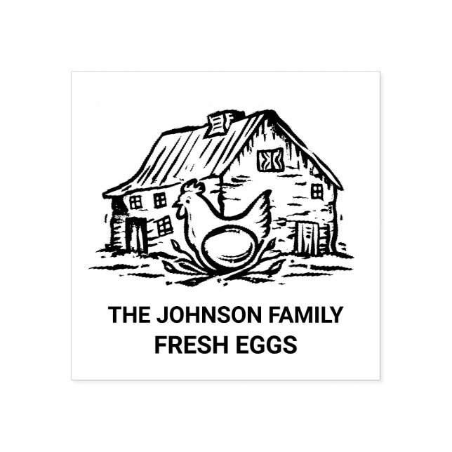 Custom Fresh Eggs Family | Farmhouse Hen | Egg  Ru Rubber Stamp (Imprint)