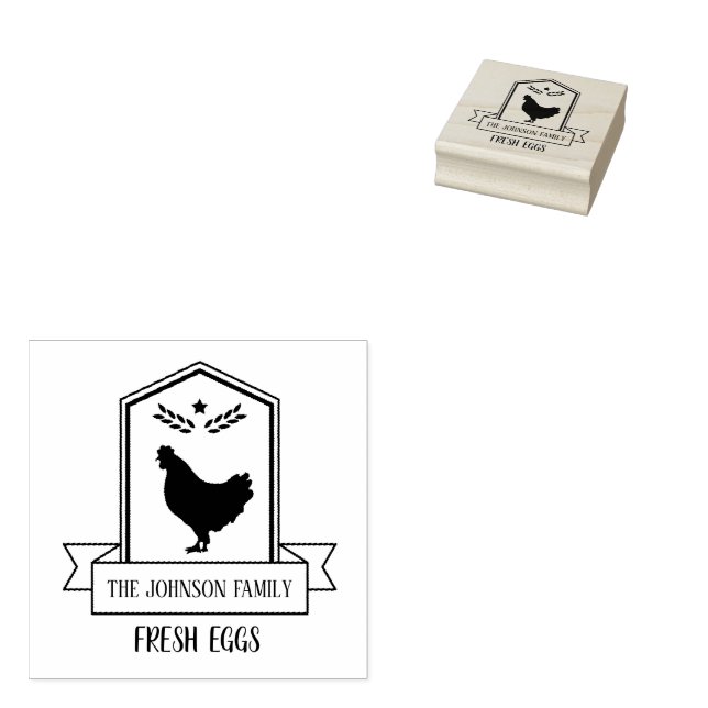 Custom Fresh Eggs Family | Farmhouse Hen | Egg  Rubber Stamp (Stamped)