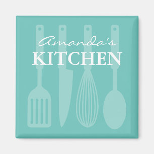 Custom fridge magnet with kitchen cooking utensils