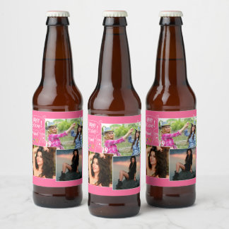 Custom Friend Happy Birthday Photo Collage Beer Bottle Label