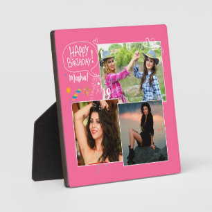 Custom Friend Happy Birthday Photo Collage  Plaque