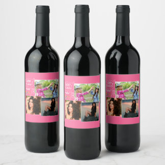Custom Friend Happy Birthday Photo Collage Wine Label