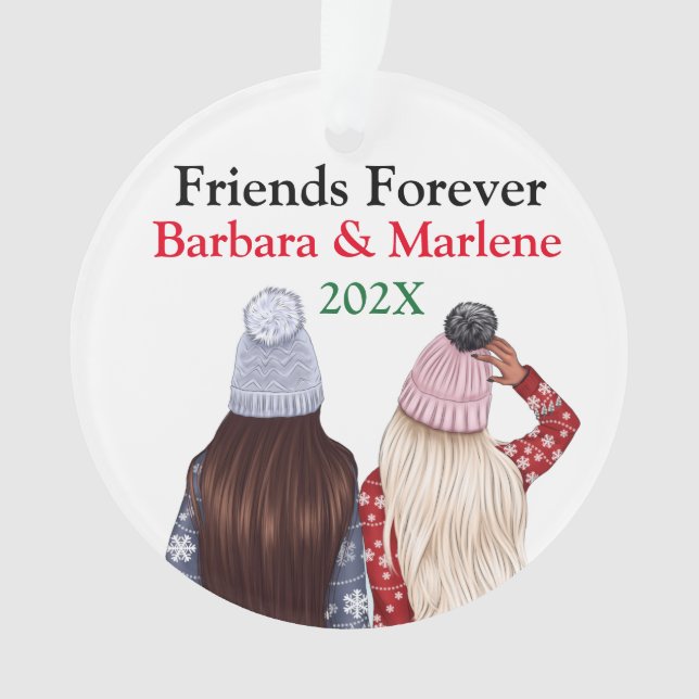 Custom Friends Forever Christmas Tree Ornament (Front)