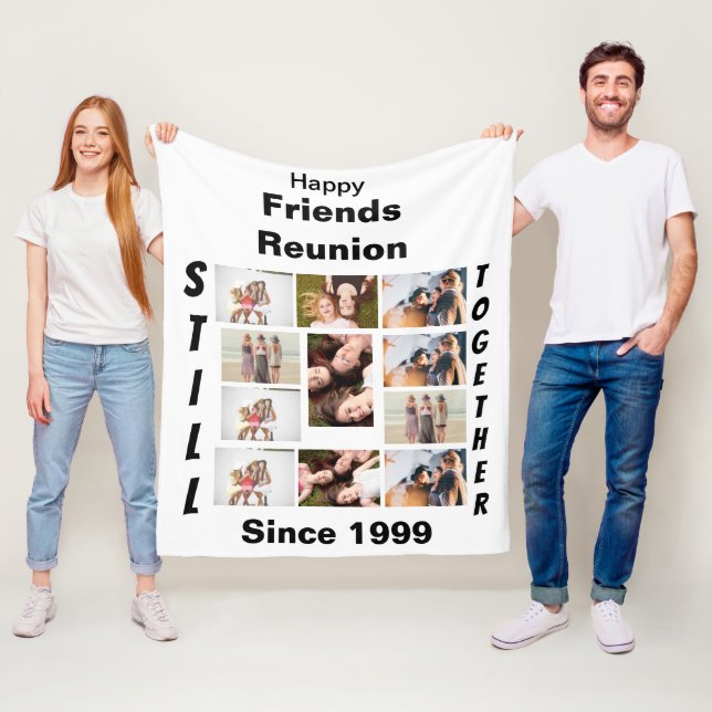 Custom Friends Reunion 11 Photo Collage Fleece Blanket (In Situ)