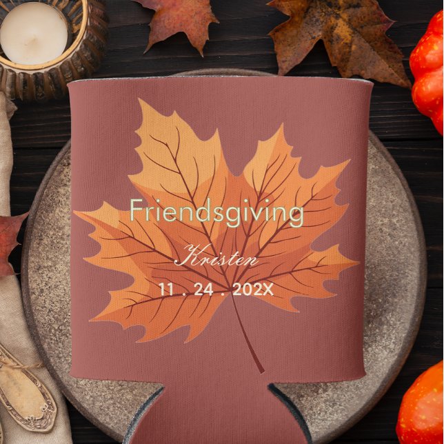 Custom Friendsgiving | Personalized Rustic fall Can Cooler (Creator Uploaded)