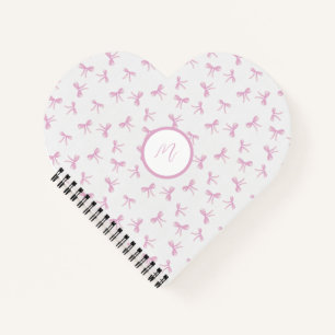Custom Frilly Coquette Pink watercolor Bow heart Notebook