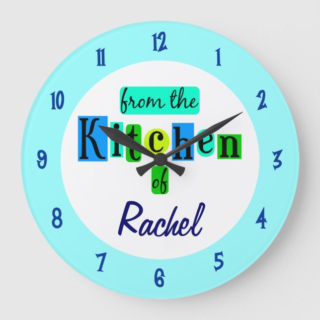 Custom From the Kitchen Of Blue Green Colours Cloc Large Clock (Front)