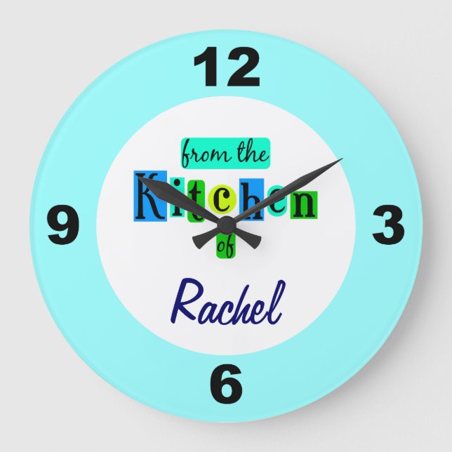 Custom From the Kitchen Of Blue Green Colours Cloc Large Clock (Front)