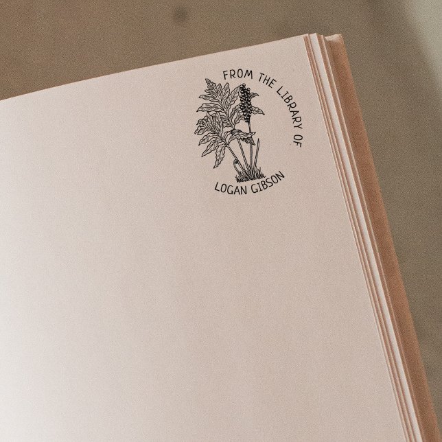 Custom From the Library Of, Botanical Book  Rubber Stamp (Creator Uploaded)