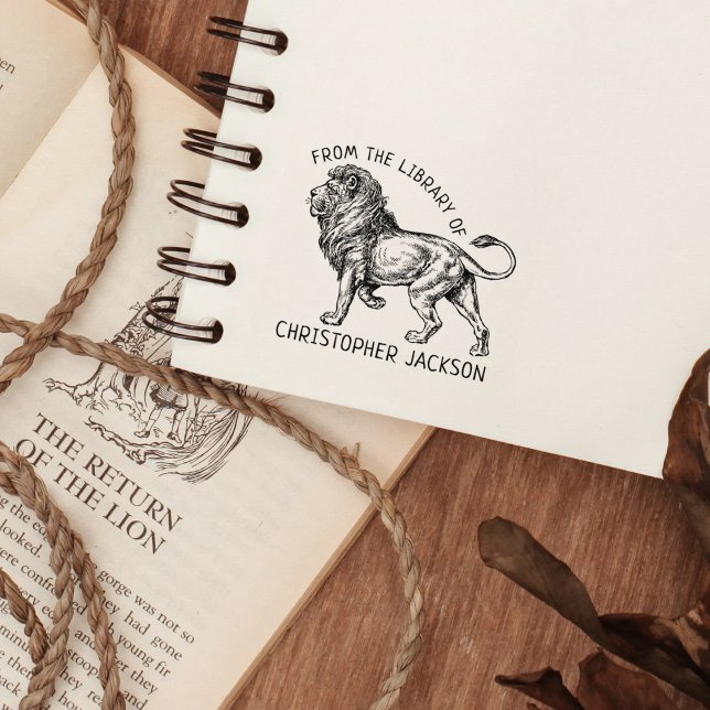 Custom From the Library Of, Lion Book Rubber Stamp (Creator Uploaded)