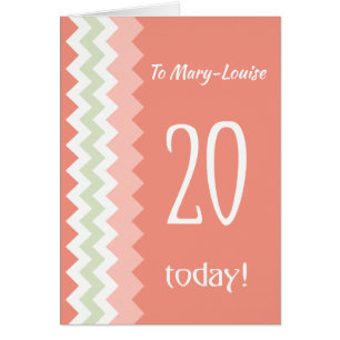 Custom Front 20th Birthday, Coral, Mint Chevrons